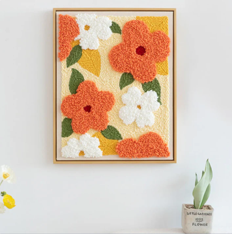 Colorful flower frame punch needle kit for home decoration festival gift