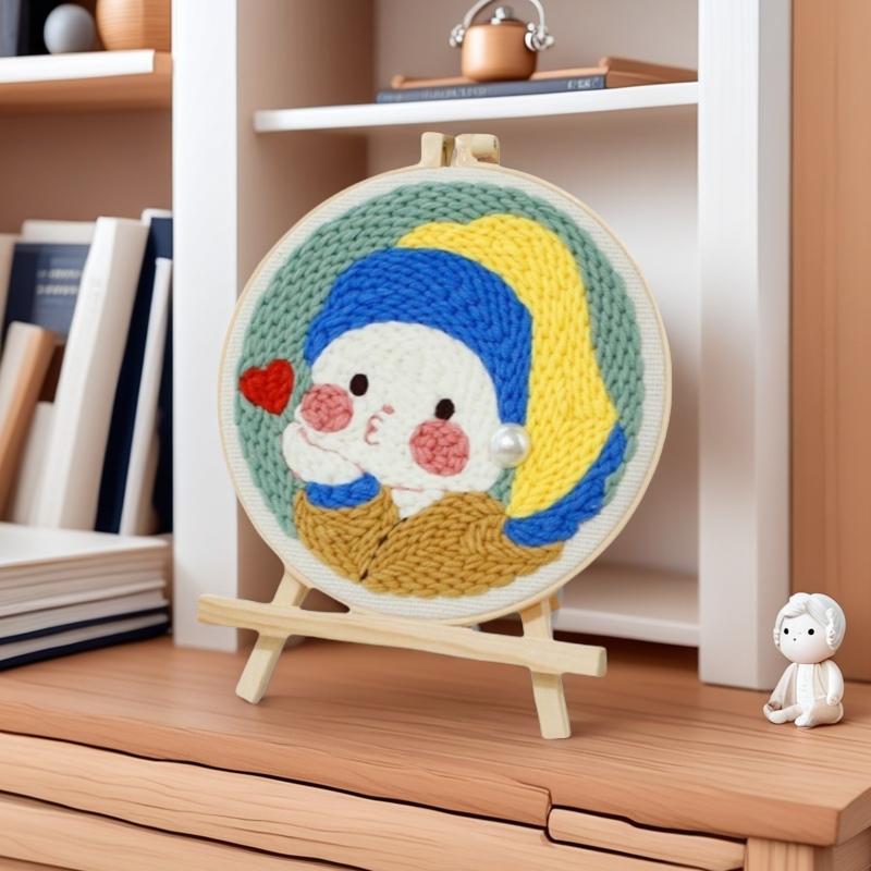 Punch needle Girl with Pearl Earring