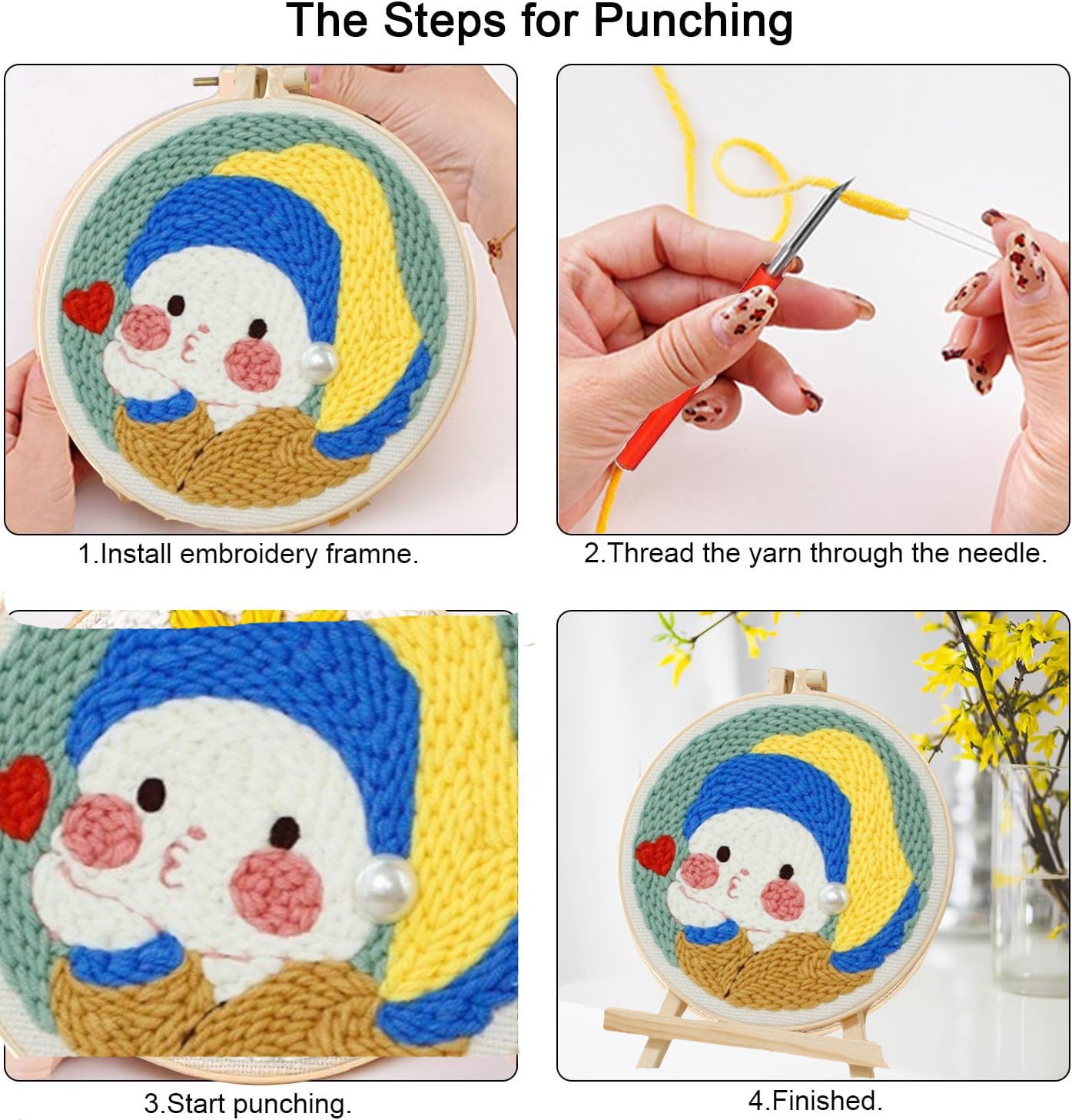Punch needle Girl with Pearl Earring