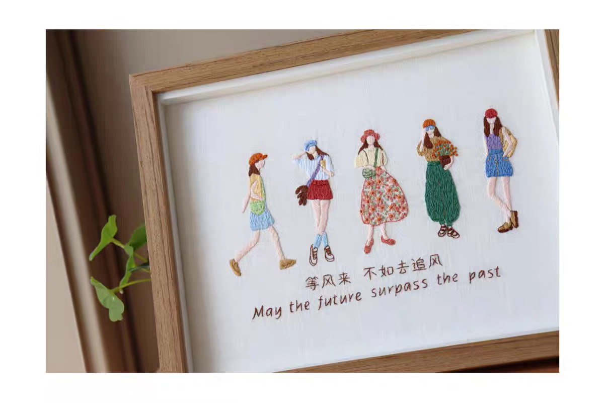 Girl embroidery diy kits handmade cross stictch with frames for home decoration gift