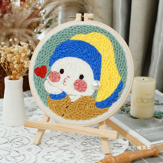 Punch needle Girl with  Pearl Earring