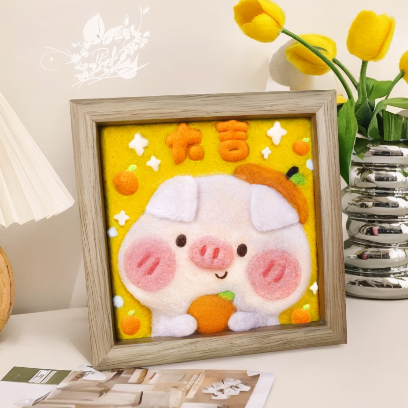 Wool felt needle kits-Lovely pig