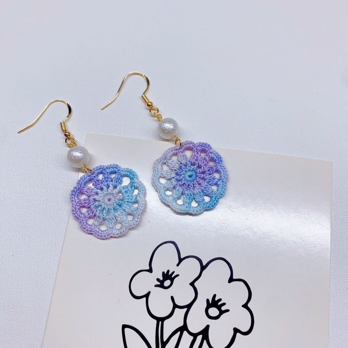 Micro crochet earring