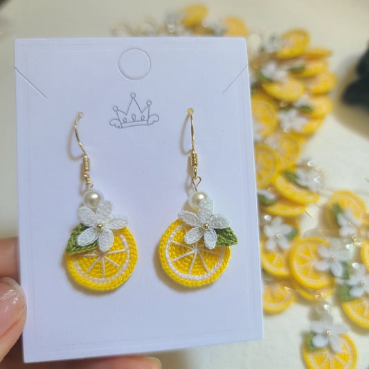 Lemon micro crochet earrings for women