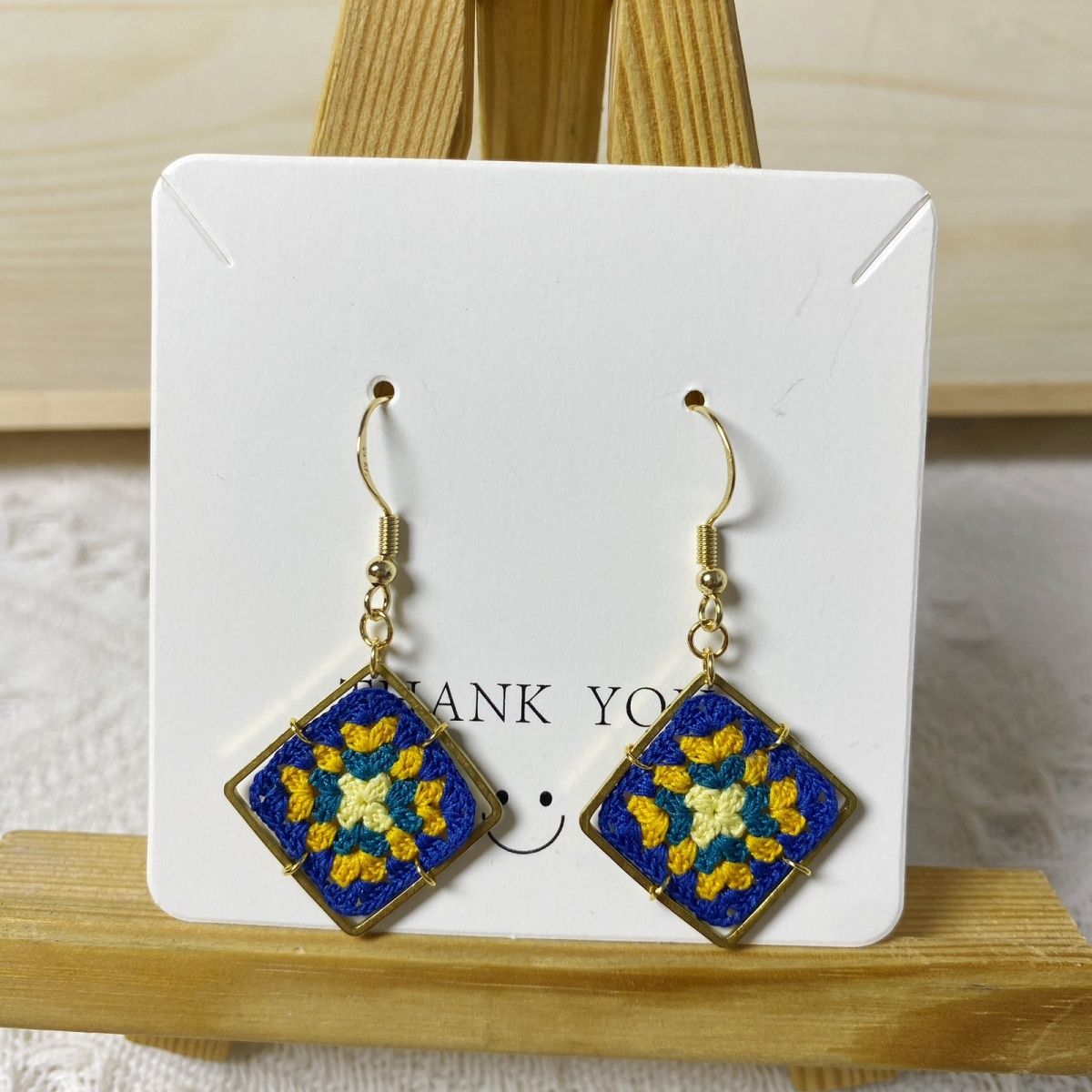 Granny square micro crochet handmade earrings