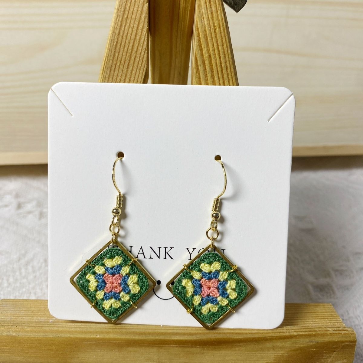 Granny square micro crochet handmade earrings