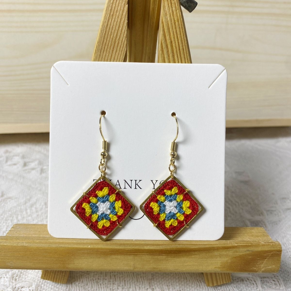 Granny square micro crochet handmade earrings
