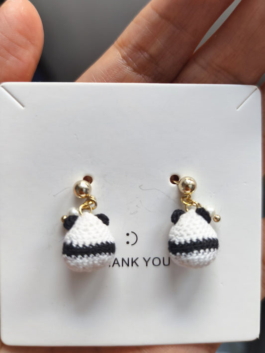 Panda micro crochet earring handmade