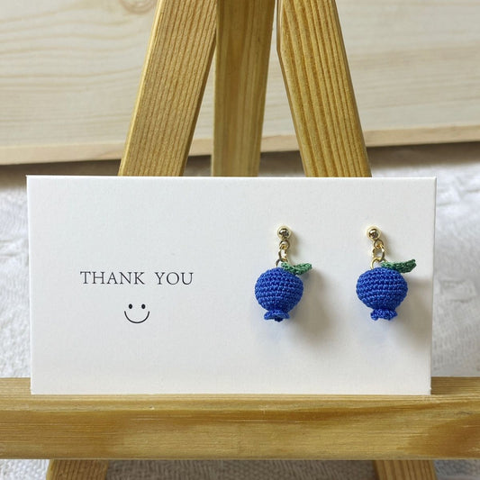 Blue berry microcrochet earrings
