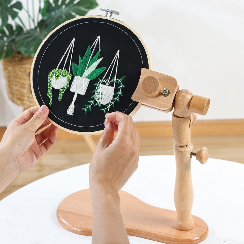 Wooden holder stand for hand embroidery
