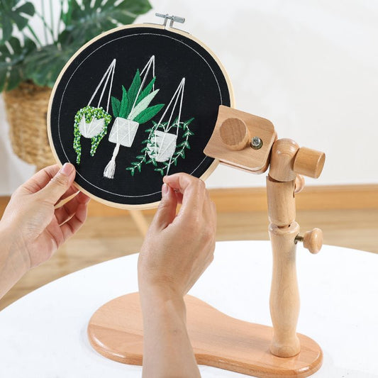 Wooden holder stand for hand embroidery