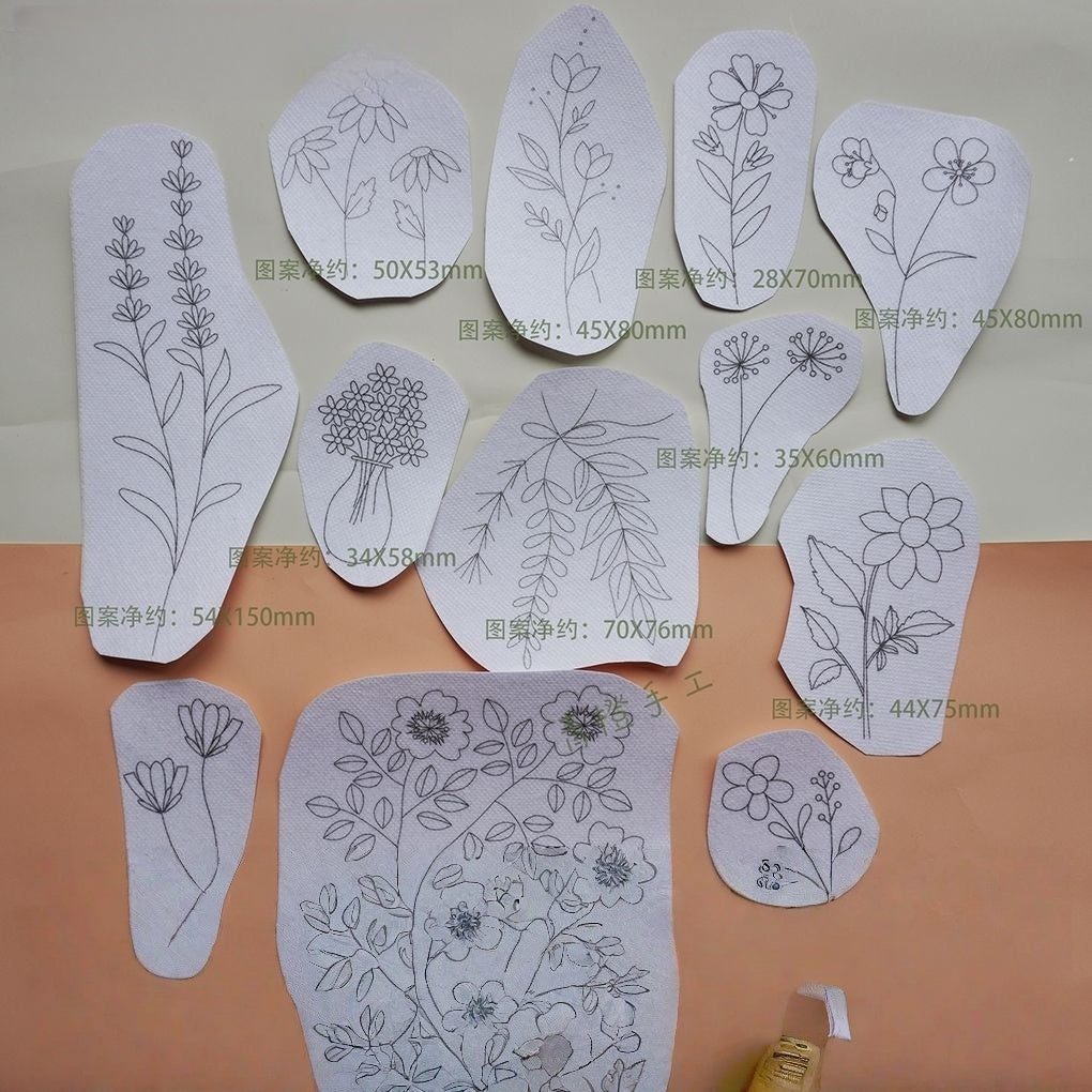 Water soluble sticker embroidery pattern