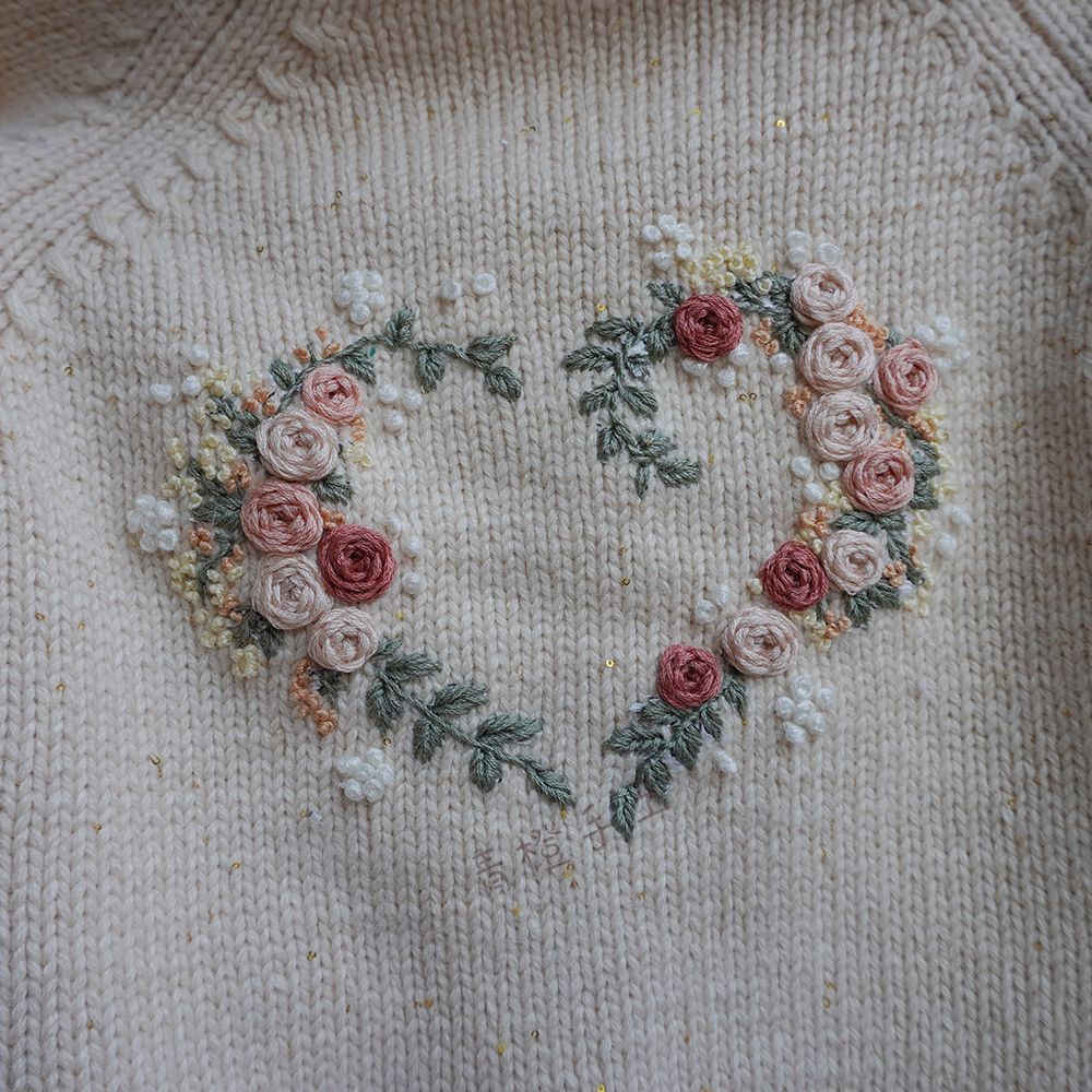 Heart shape floral water soluble embroidery pattern-easy and no drawing pattern