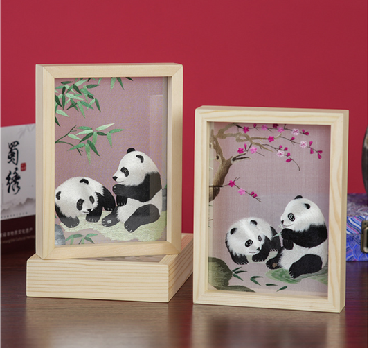 Chinese  silk embroidery- panda for table decoration,gift(finished products))