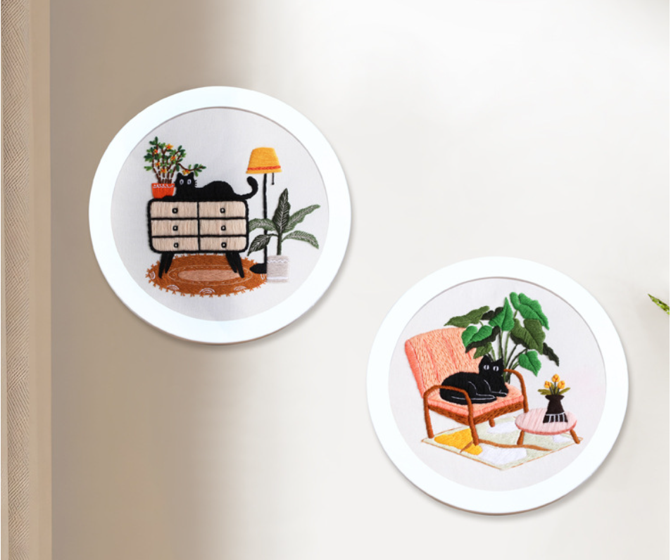 Embroidery kit for adult beginner-Lovely cat