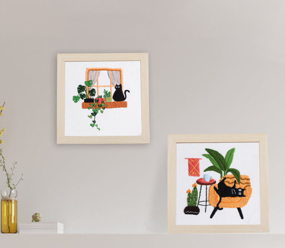 Embroidery kit for adult beginner-Lovely cat