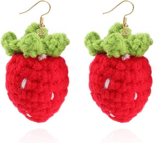 Handmade micro crochet earring-strawberry