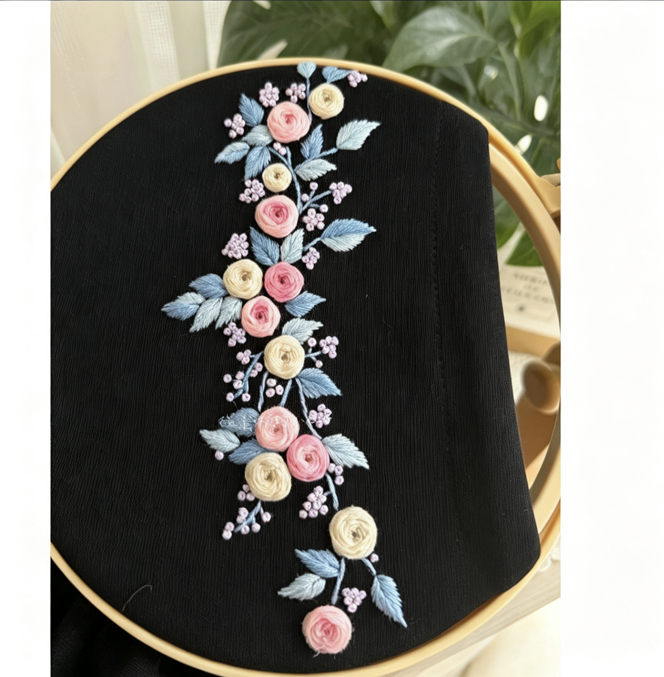 Embroidery stick pattern for sewing flower on clothes colloar shoulder