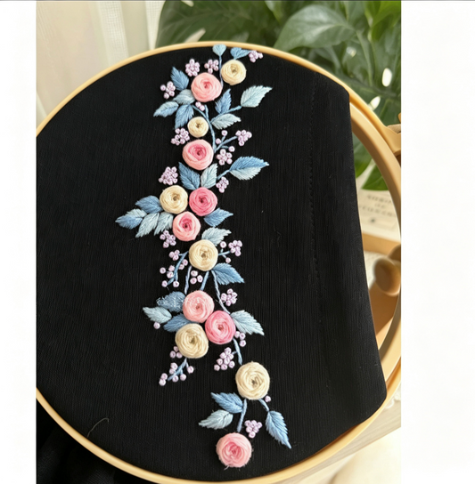 Embroidery stick pattern for sewing flower on clothes colloar shoulder