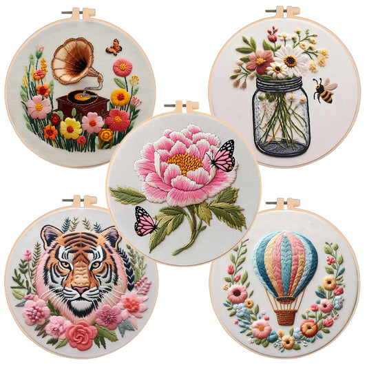 The Embroidery kit -Flowe,bee,Tiger,gramophone