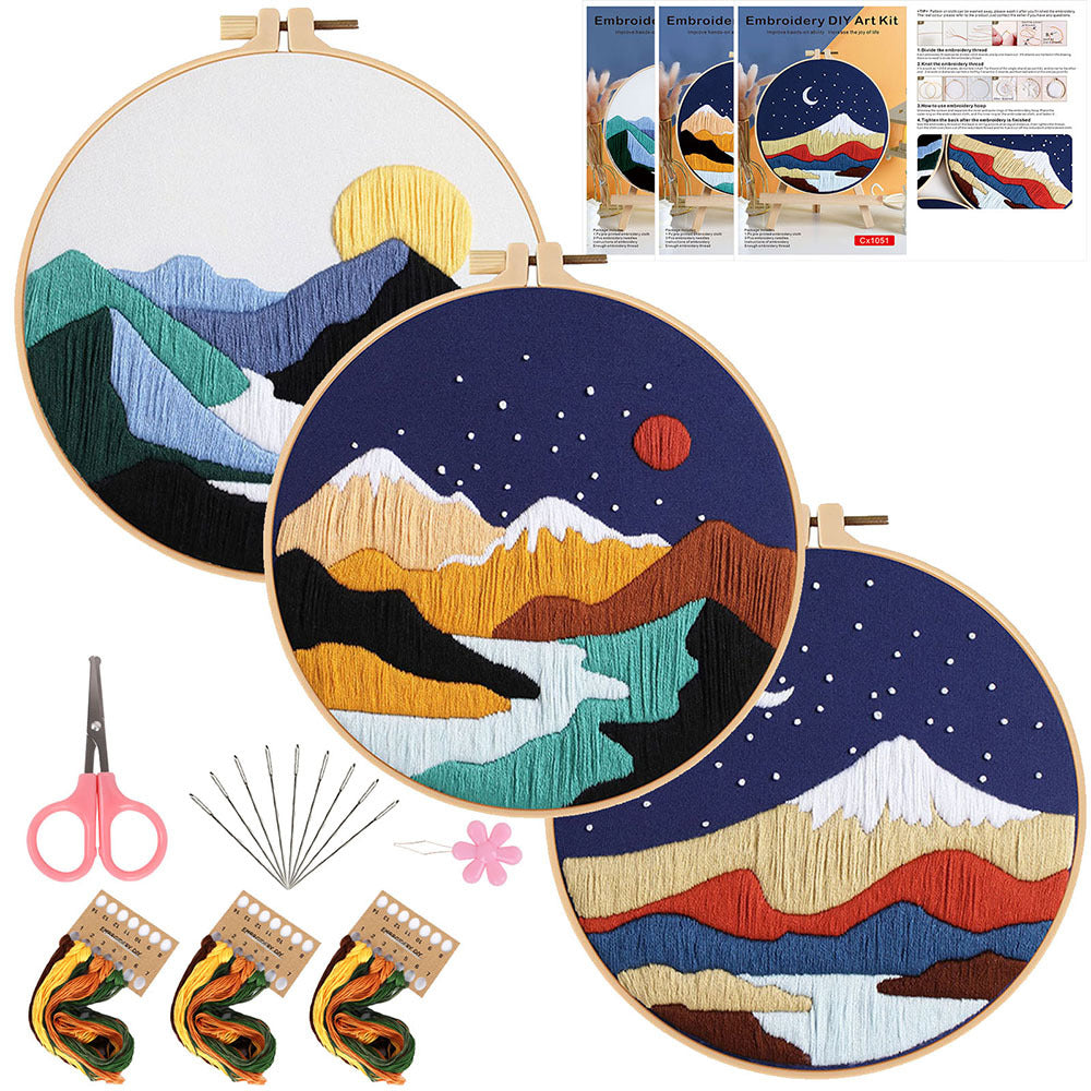 Embrodery kit for beginner-landscape cellection