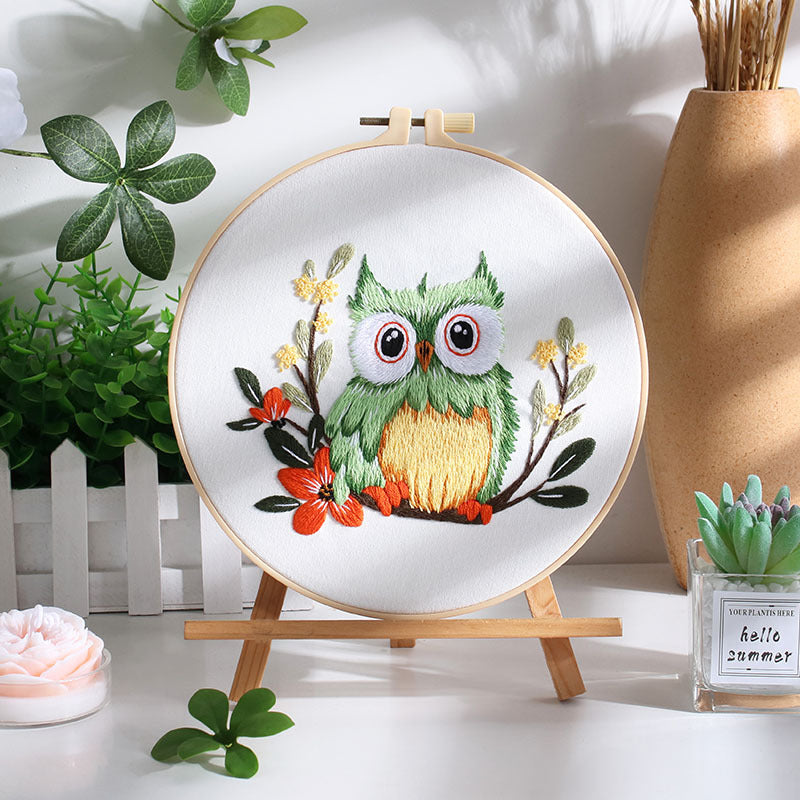 Owl embroidery kits-with thread,hoop,pattern,fabric
