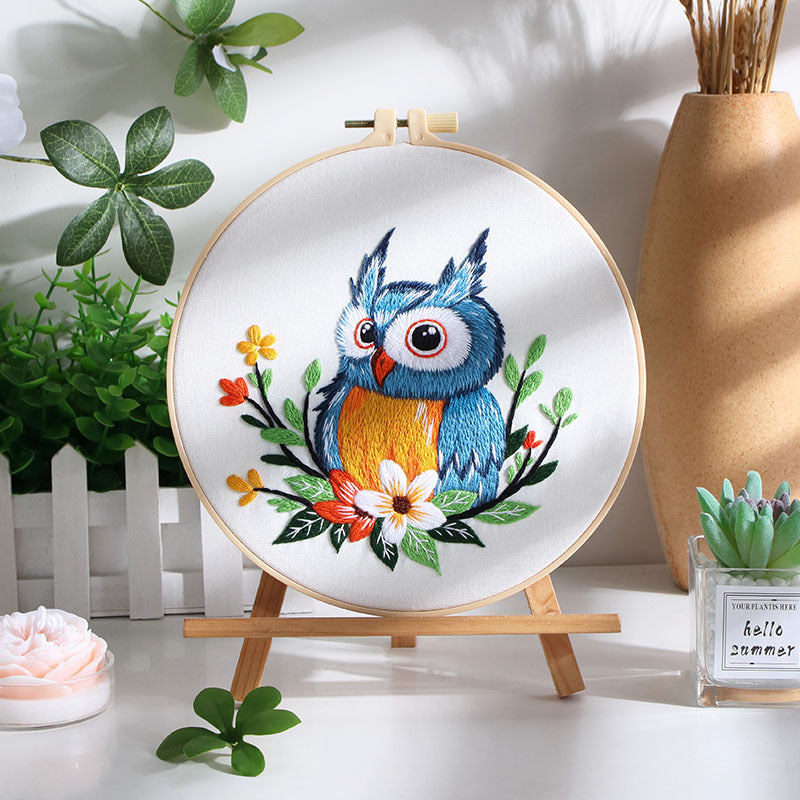 Owl embroidery kits-with thread,hoop,pattern,fabric
