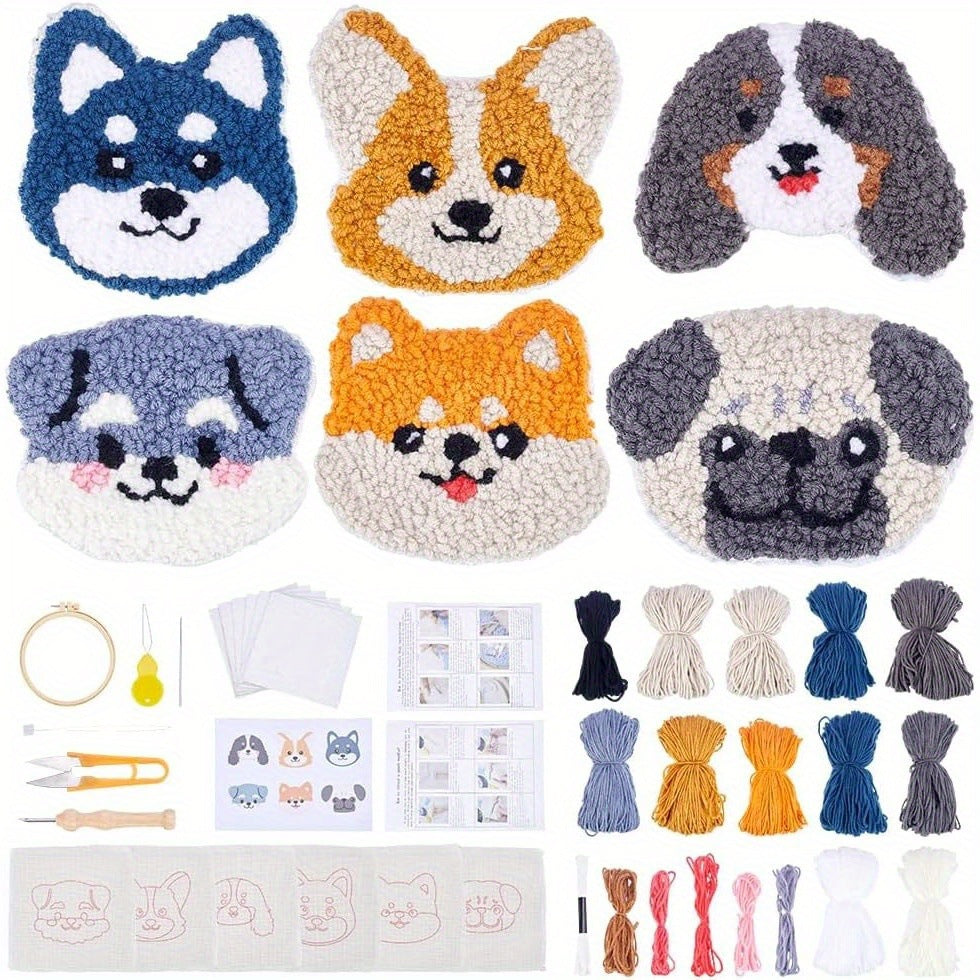6pcs doggy punch needle kits