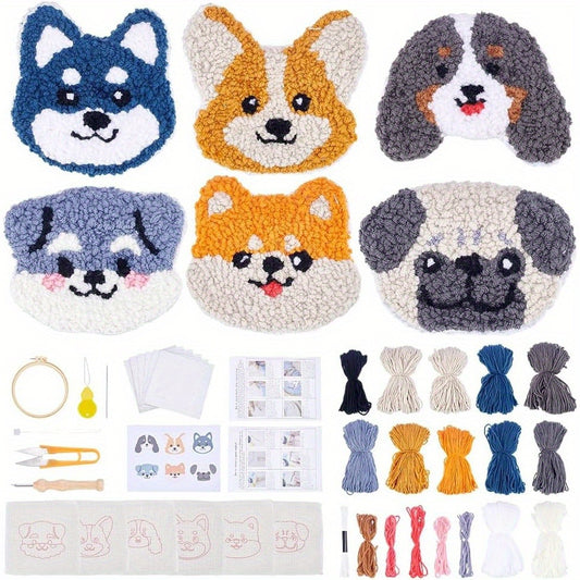 6pcs doggy punch needle kits