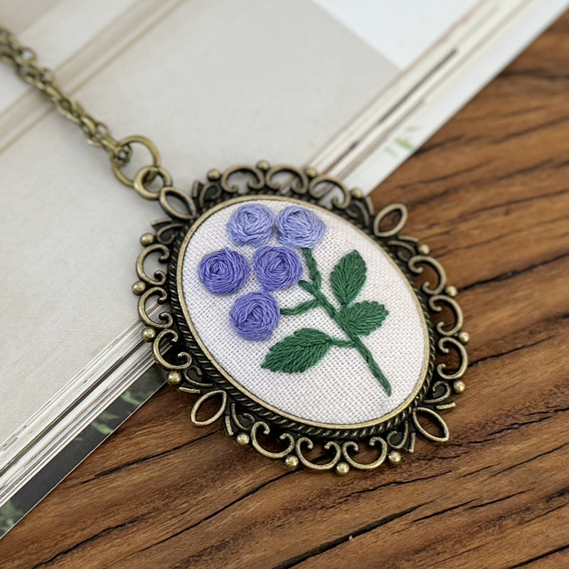 Embroidery necklace material kits or finished product