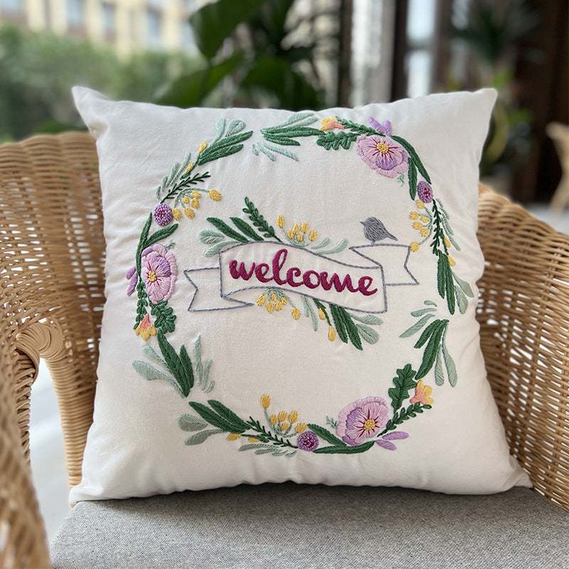 Pillow cushion cover-Embroidery  material kits