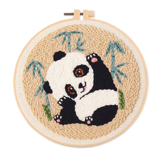 Lovely panda punch needle kit, Punch Embroidery Kits for Adults Beginner, Tool with Punch Needle Fabric, Hoops, Yarns and Sewing Needles