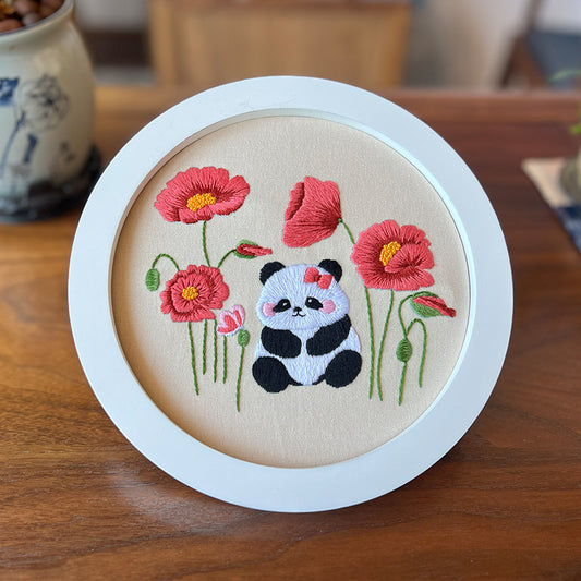 Panda-Embroidery kit for beginner,cross stitch embroidery sets with round hoop,thread,fabric,pattern