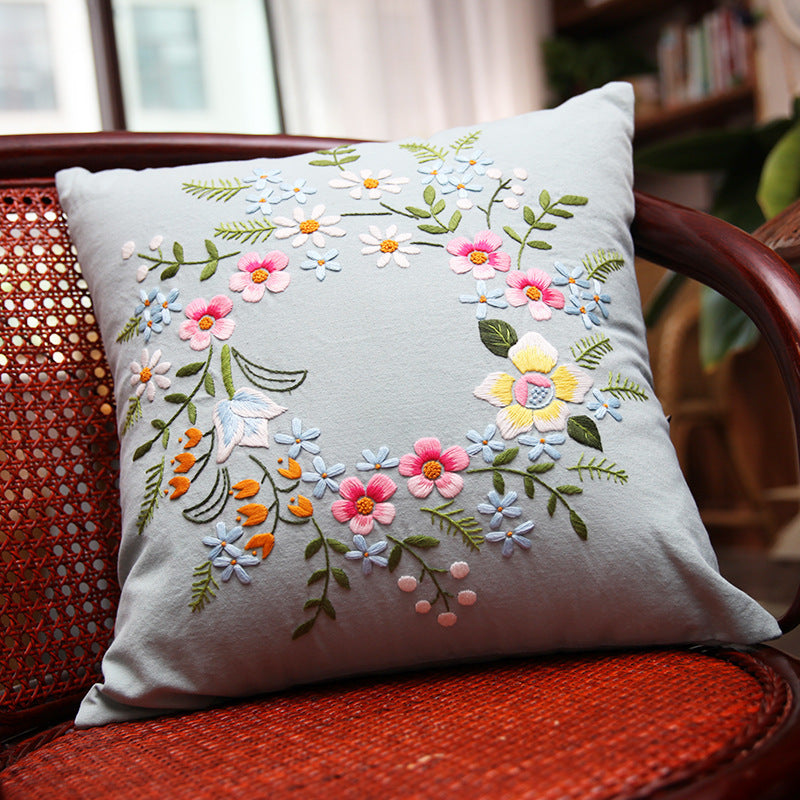 Pillow cushion cover-Embroidery  material kits