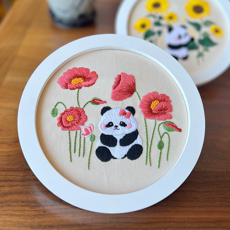 Panda-Embroidery kit for beginner,cross stitch embroidery sets with round hoop,thread,fabric,pattern