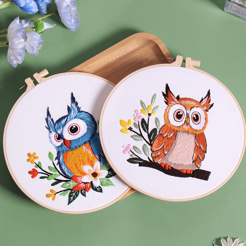 Owl embroidery kits-with thread,hoop,pattern,fabric