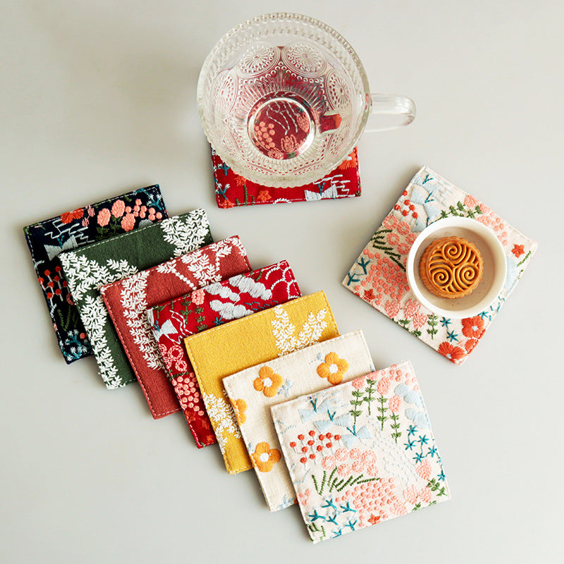 Embroidered coaster
