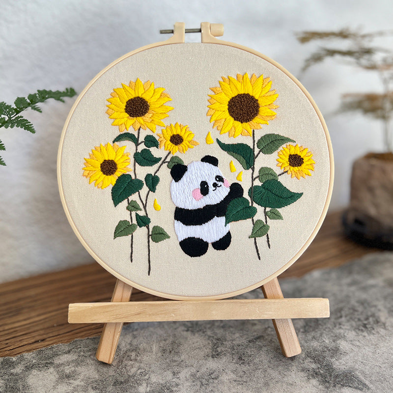 Panda-Embroidery kit for beginner,cross stitch embroidery sets with round hoop,thread,fabric,pattern