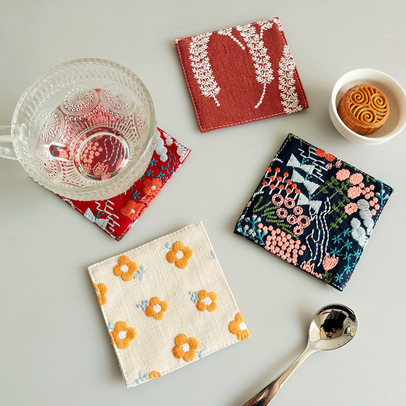 Embroidered coaster