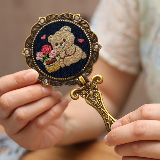 (Finished product)Embroidery make up mirror foldable