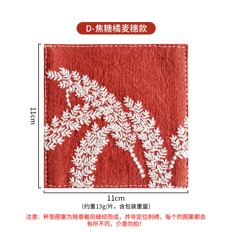 Embroidered coaster