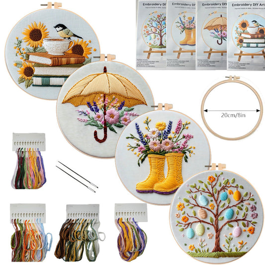 Boots and umbrella-embroidery material kits