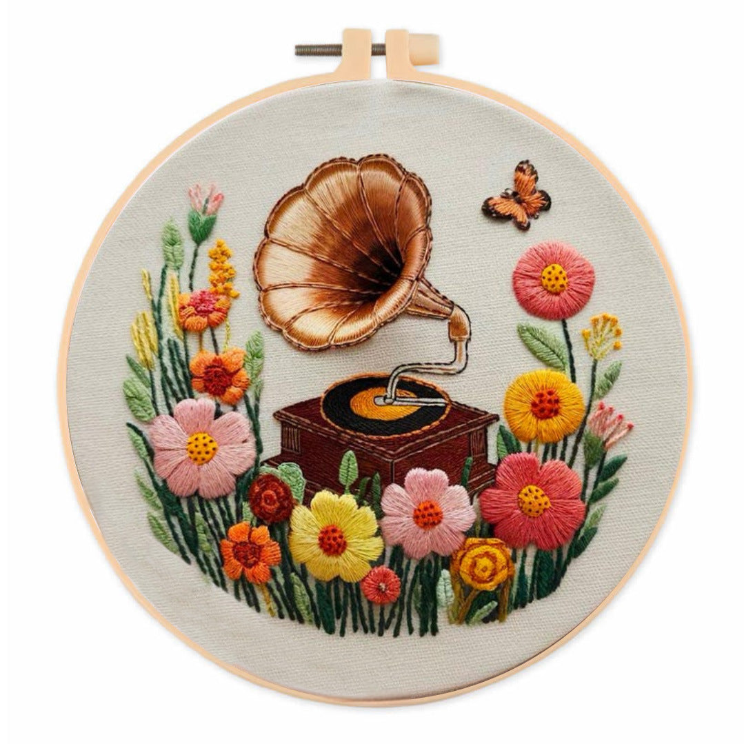 The Embroidery kit -Flowe,bee,Tiger,gramophone