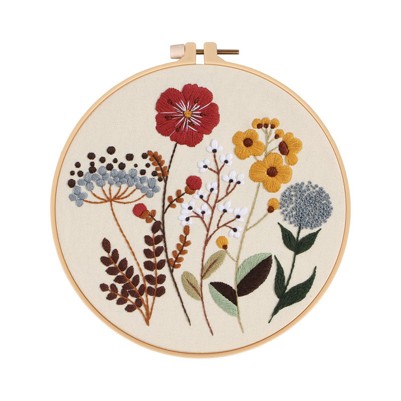 Small flower-embrodery kits for beginner,thread,hoop,fabric,pattern