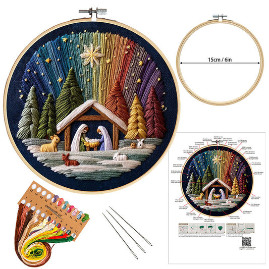 Embroidery kit for beginner,cross stitch embroidery sets with round hoop,thread,fabric,pattern