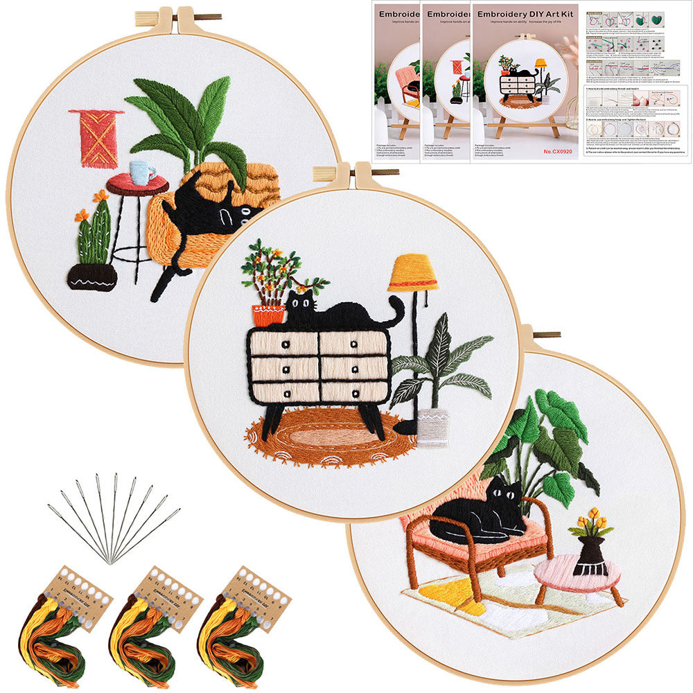 Embroidery kit for adult beginner-Lovely cat