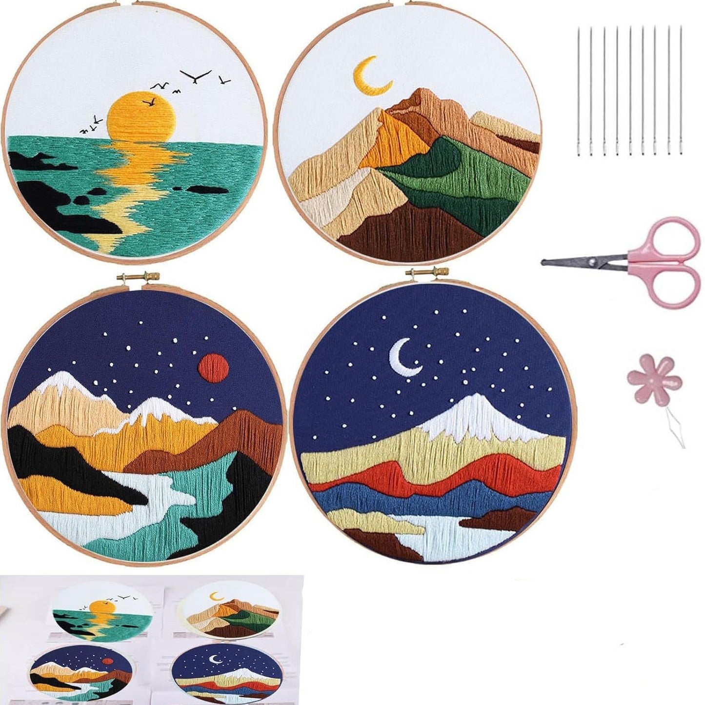 Embrodery kit for beginner-landscape cellection
