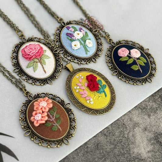 Embroidery necklace material kits or finished product