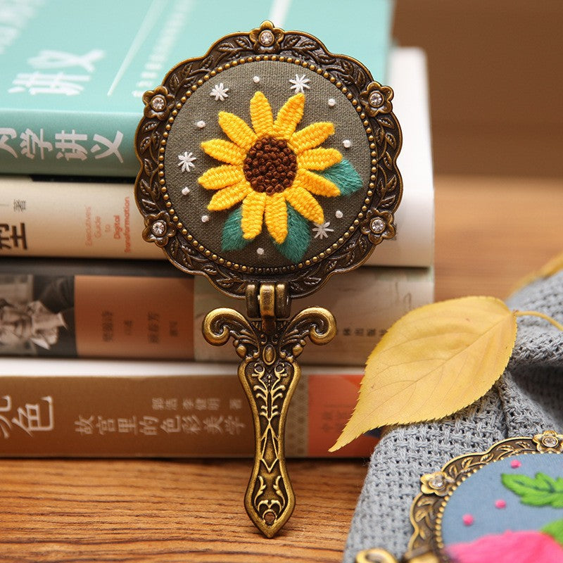 Embroidery make up mirror foldable
