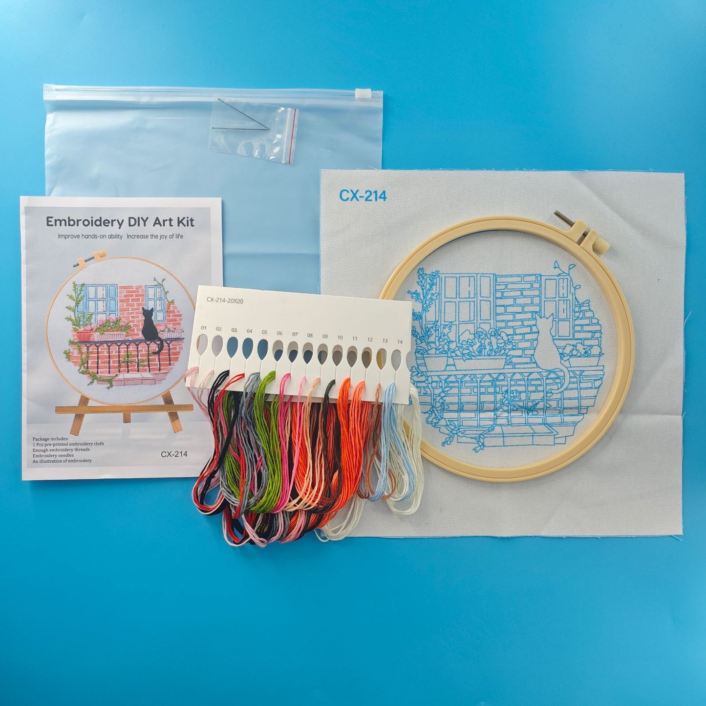 The Embroidery kits-Cat is looking at the scenery outside the window